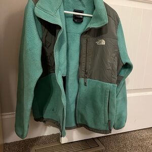 The North Face Teal and Gray Fleece Jacket